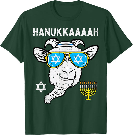 Hanukkah Goat Chanukah Jewish Farm Farmer Men Women Kids T-Shirt - T-Shirt | Forest