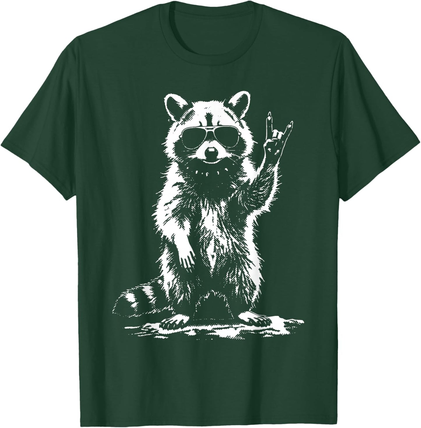 Raccoon Rock Music Rock Star Funny Animal Band Design T-Shirt - T-Shirt | Forest