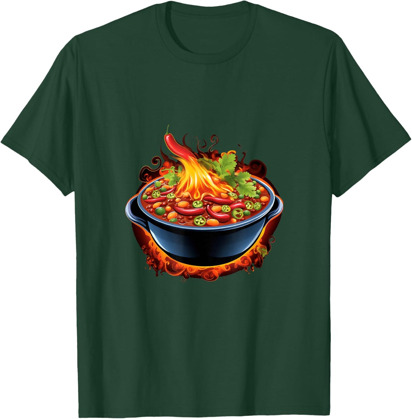 Chili Pepper Steaming Chili Bowl Spicy Pepper T-Shirt - T-Shirt | Forest