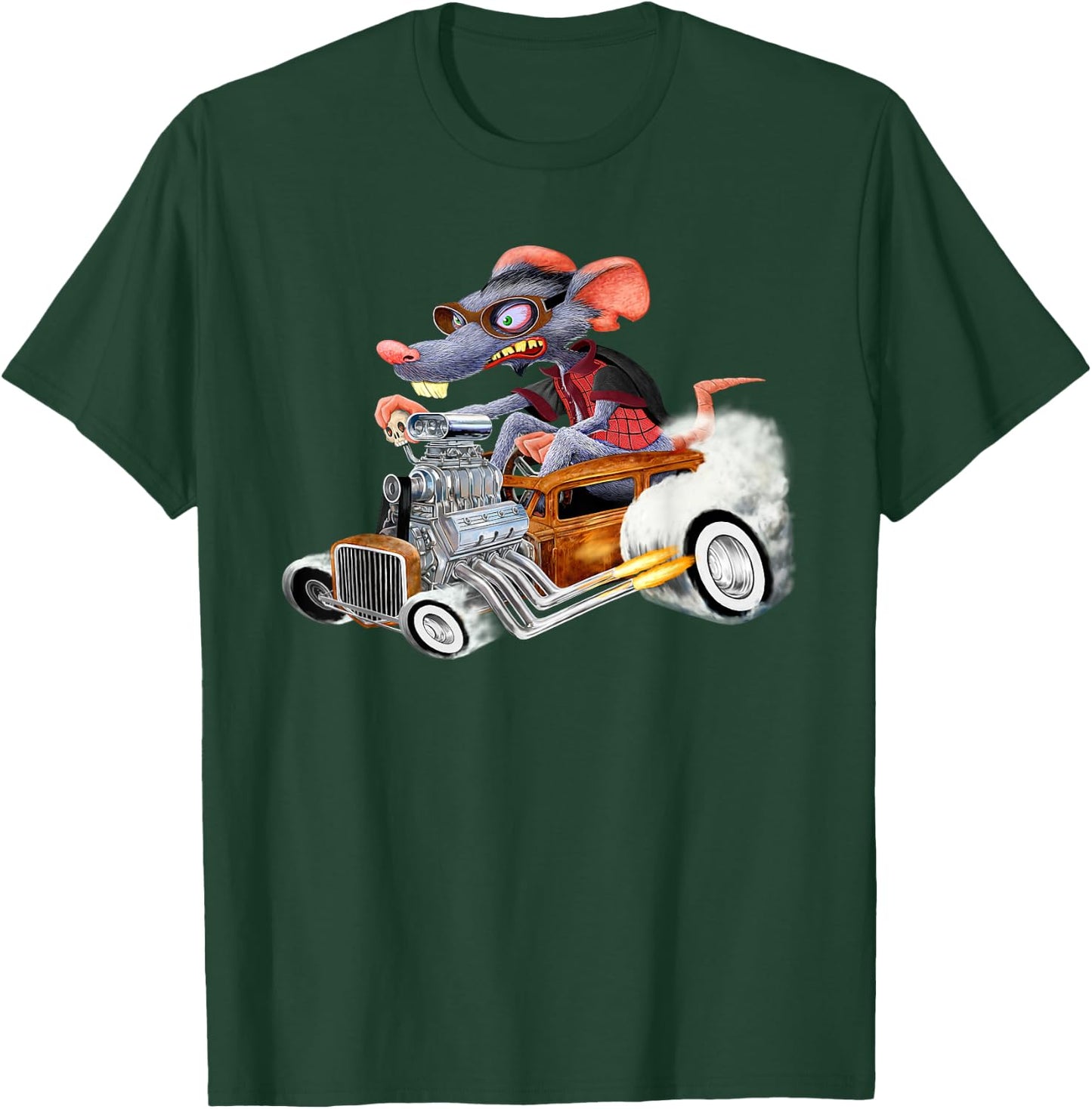 Rat Rod Drag Racing Old School Cars Rat on top Hot Rod Gift T-Shirt - T-Shirt | Forest