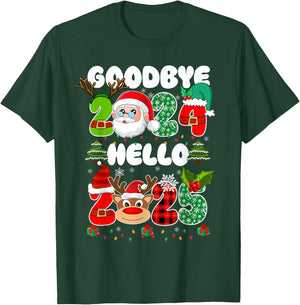 Goodbye 2024 Hello 2025 Happy New Year's Eve Christmas Xmas T-Shirt - T-Shirt | Forest