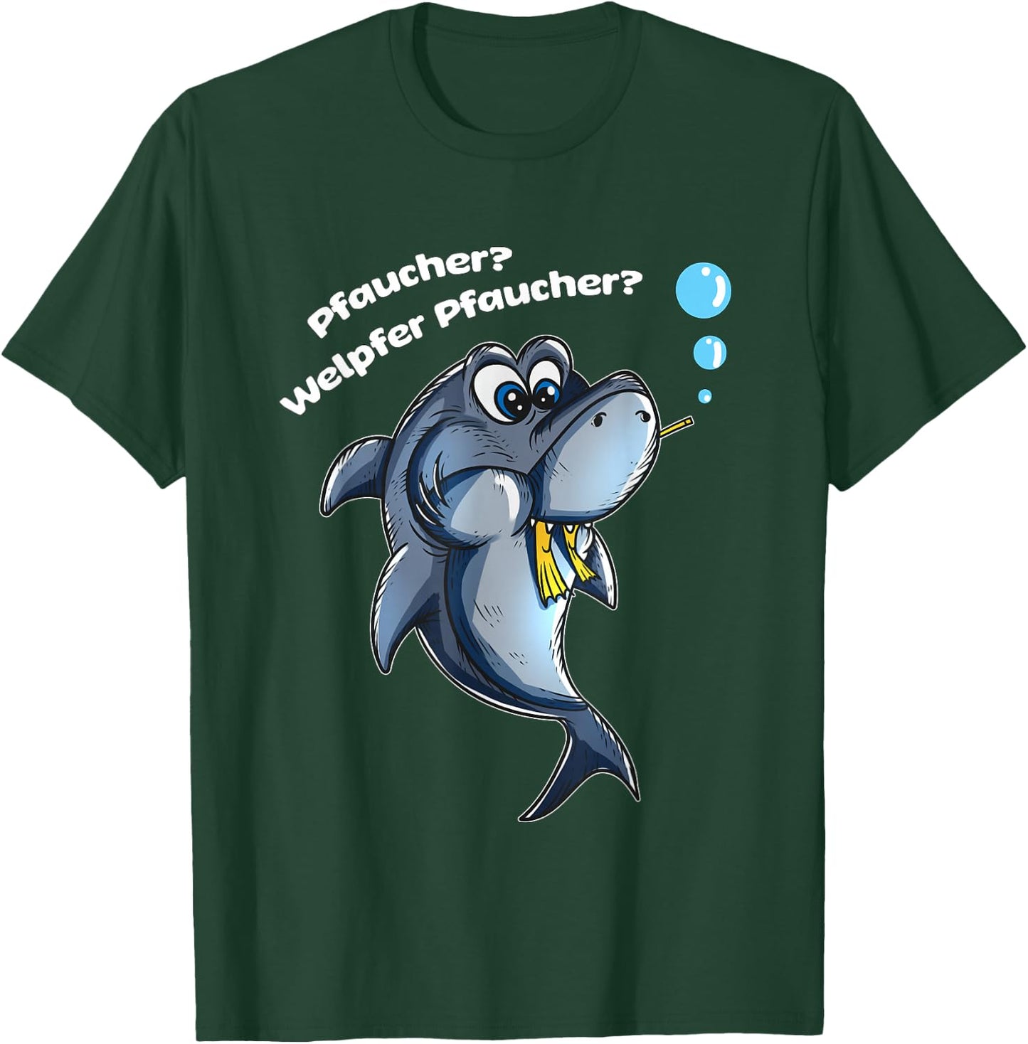 Funny Cute Shark Eating Diver Puppy , black T-Shirt - T-Shirt | Forest