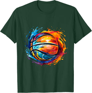 Basketball Ball in Beautiful Colourful Colours Basketball , black T-Shirt - T-Shirt | Forest