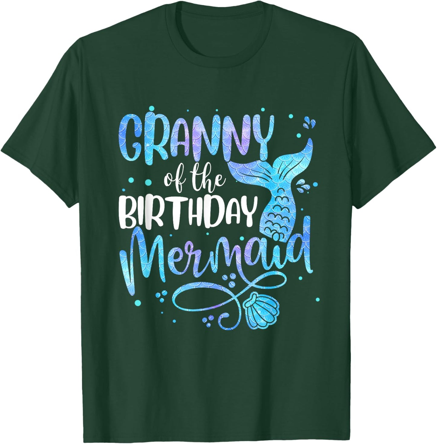 Granny Of The Birthday Mermaid Family Matching Party Squad T-Shirt - T-Shirt | Forest