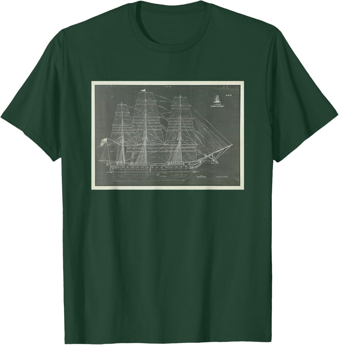 Ship Plans of the USS Constitution (1927) T-Shirt - T-Shirt | Forest