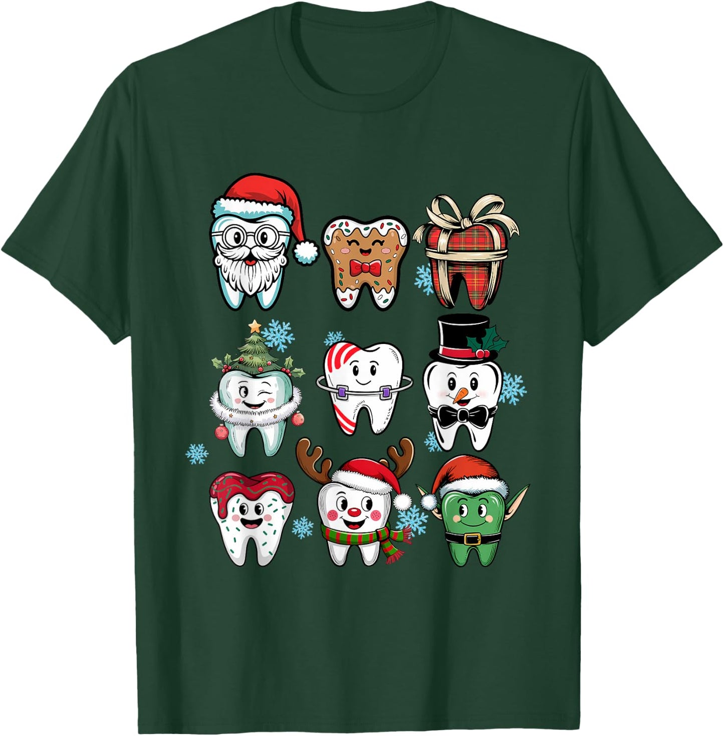Dentist Dental Assistant Christmas Tooth Teeth Funny , black T-Shirt - T-Shirt | Forest