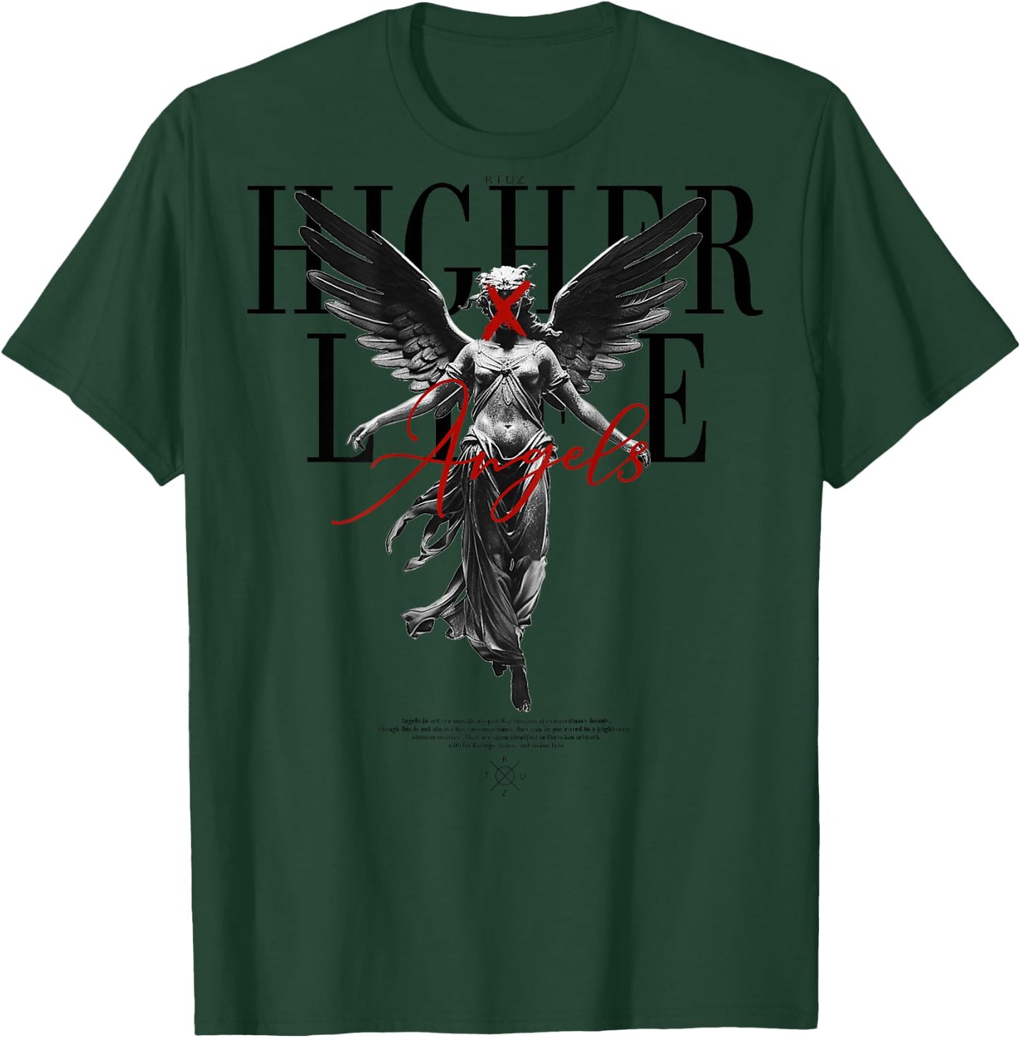 Back Print Angel Y2k Streetwear Aesthetic Damen Herren Engel T-Shirt - T-Shirt | Forest