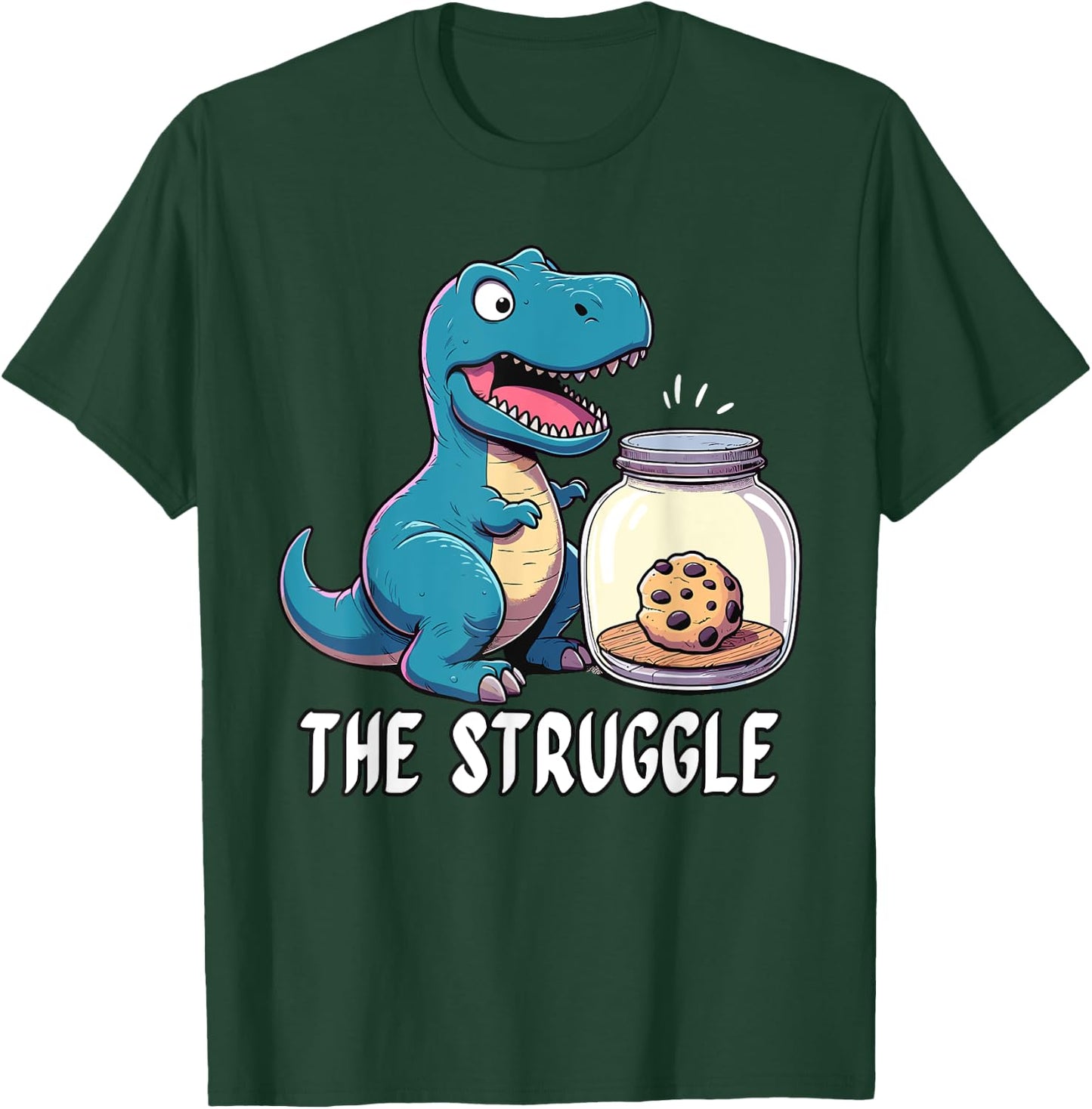 The Struggle is Dinosaur Fitness Gym Lover Gifts Dino T-Shirt - T-Shirt | Forest