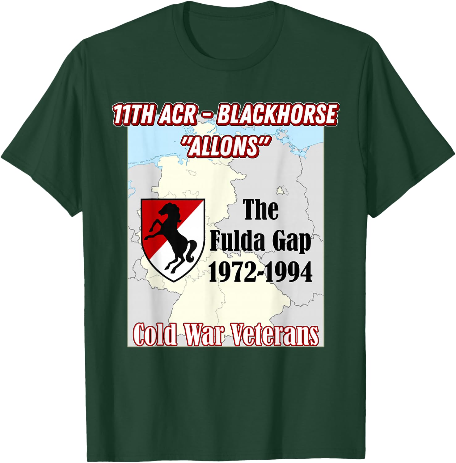 11th ACR - Army Fulda Gap vets design on front T-Shirt - T-Shirt | Forest