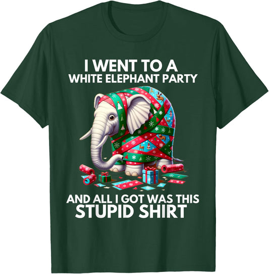 Funny White Elephant Gift Wrapped Elephant Dumb Gift T-Shirt - T-Shirt | Forest