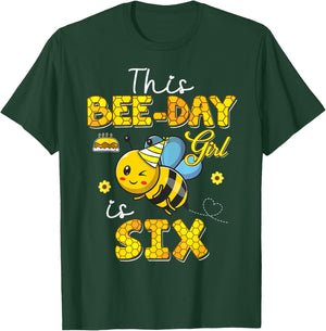 This Bee-Day Girl Is Six 6 Years Old 6th Birthday Toddler T-Shirt - T-Shirt | Forest