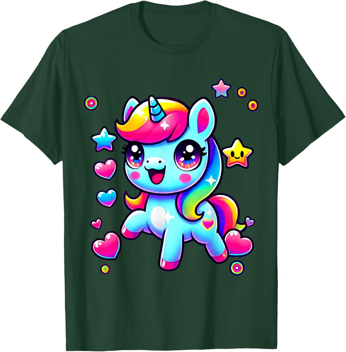 Kawaii Rainbow Unicorn | Magic Gift , Black, S T-Shirt - T-Shirt | Forest