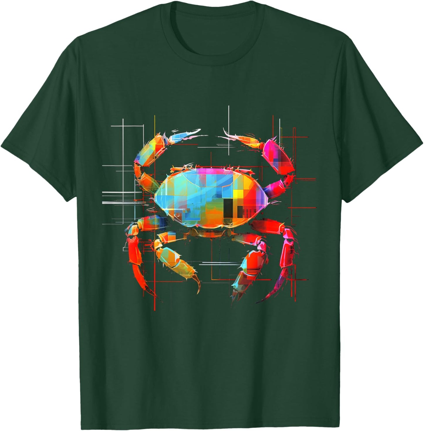 Crab Geometric Animal Art Graphic Motif Crab T-Shirt - T-Shirt | Forest