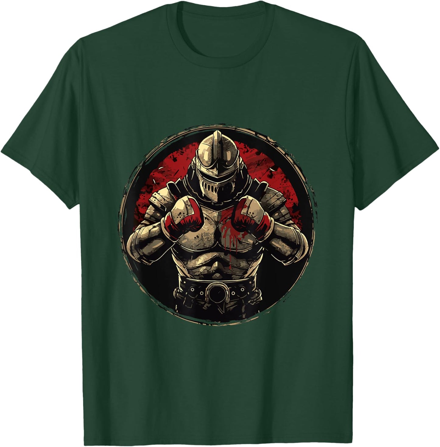 Knight With Boxing Gloves | Medieval Boxer Fighter Boxing T-Shirt - T-Shirt | Forest
