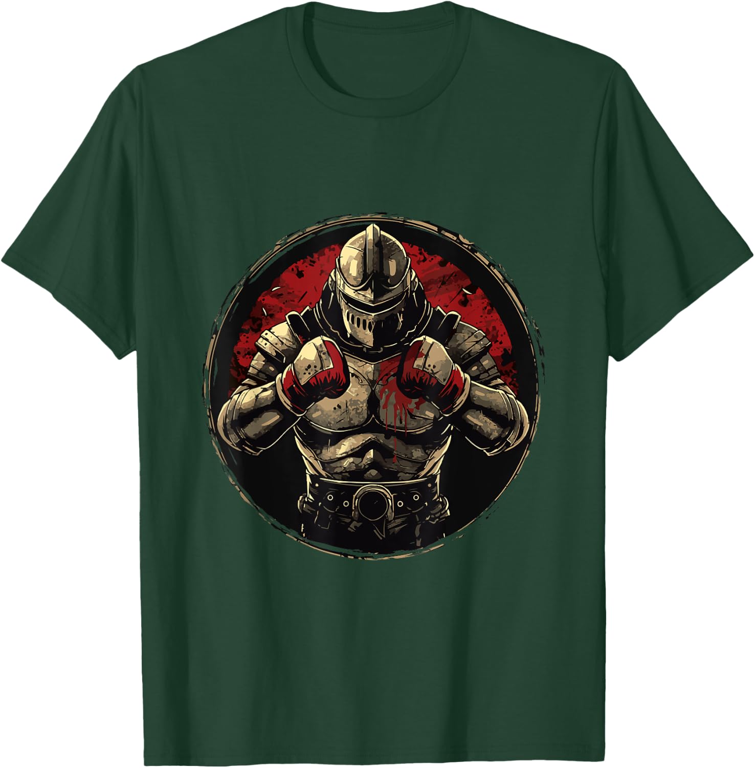 Knight With Boxing Gloves | Medieval Boxer Fighter Boxing T-Shirt - T-Shirt | Forest