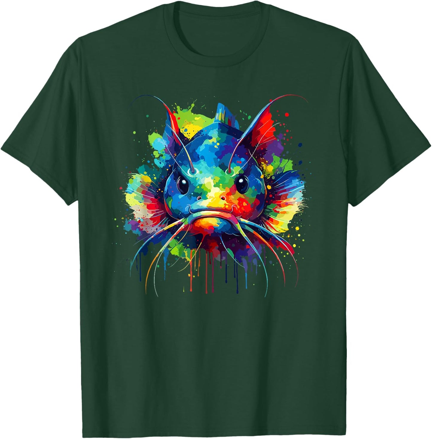 Colourful Splash Art Catfish Catfish , black T-Shirt - T-Shirt | Forest