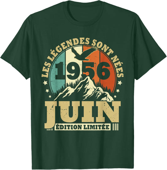 Les Légendes sont Nées en Juin 1956 Anniversaire 70 Ans T-Shirt - T-Shirt | Forest