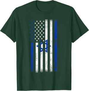 USA Flag Israel T-Shirt - T-Shirt | Forest