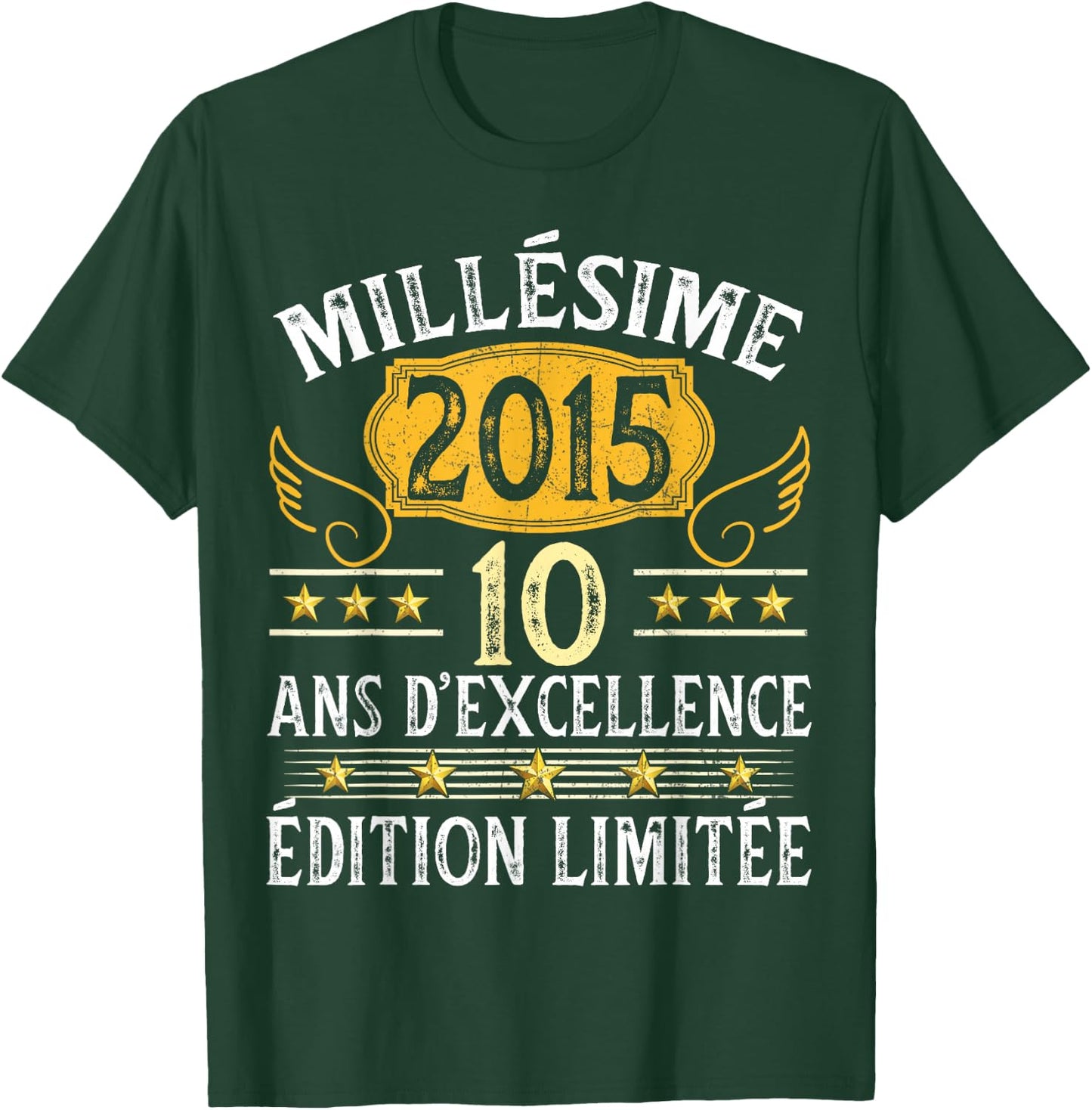 Vintage 2015 10 Years Birthday Boy Girl Vintage 2015 , Black, S T-Shirt - T-Shirt | Forest