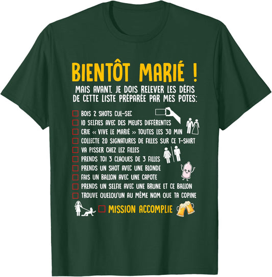 Soon Married List Funny Bachelor Party EVG , Black, S T-Shirt - T-Shirt | Forest