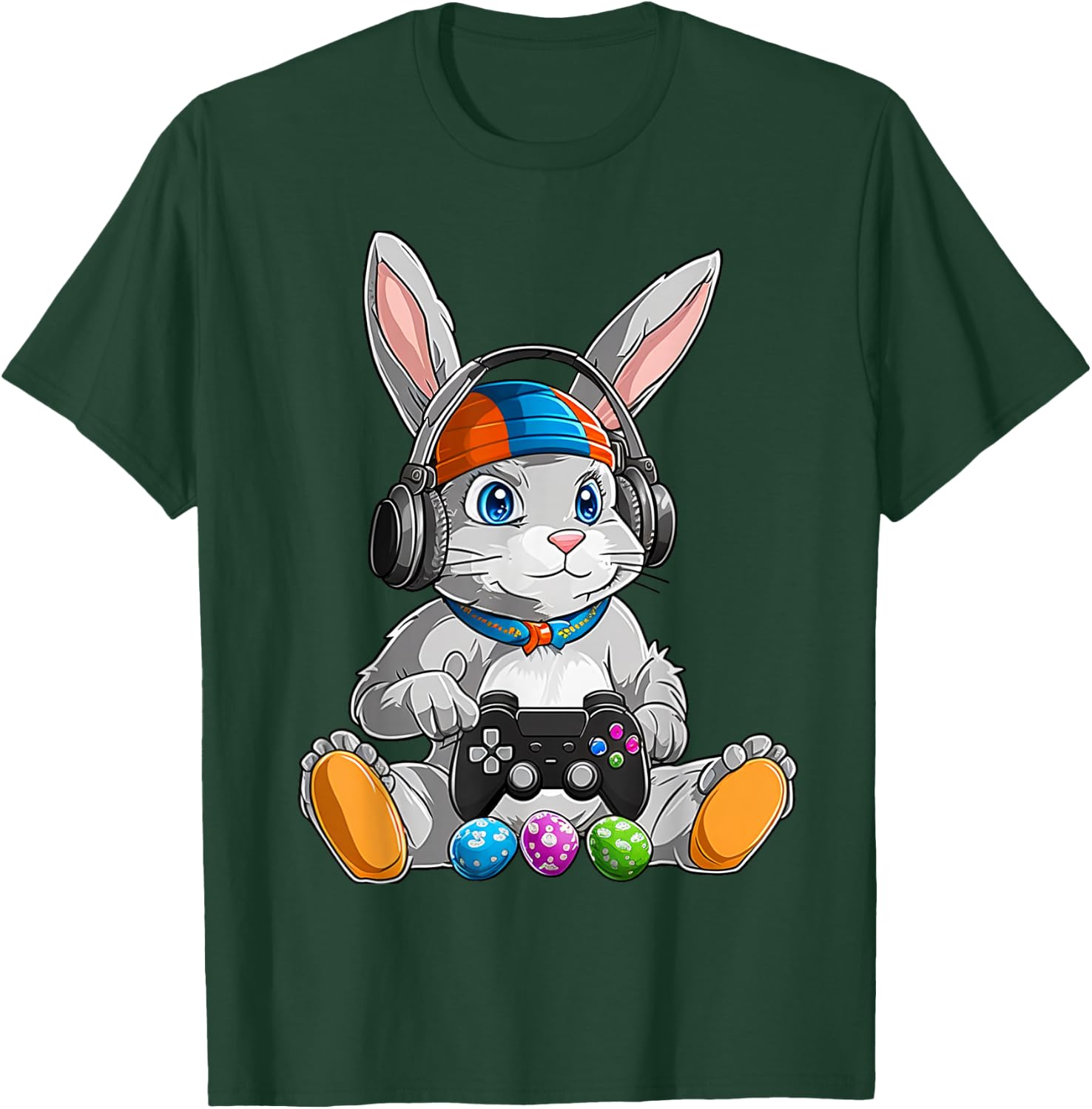 Happy Easter Day Bunny Egg Funny Boys Girls Kids Gamer T-Shirt - T-Shirt | Forest