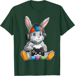 Happy Easter Day Bunny Egg Funny Boys Girls Kids Gamer T-Shirt - T-Shirt | Forest