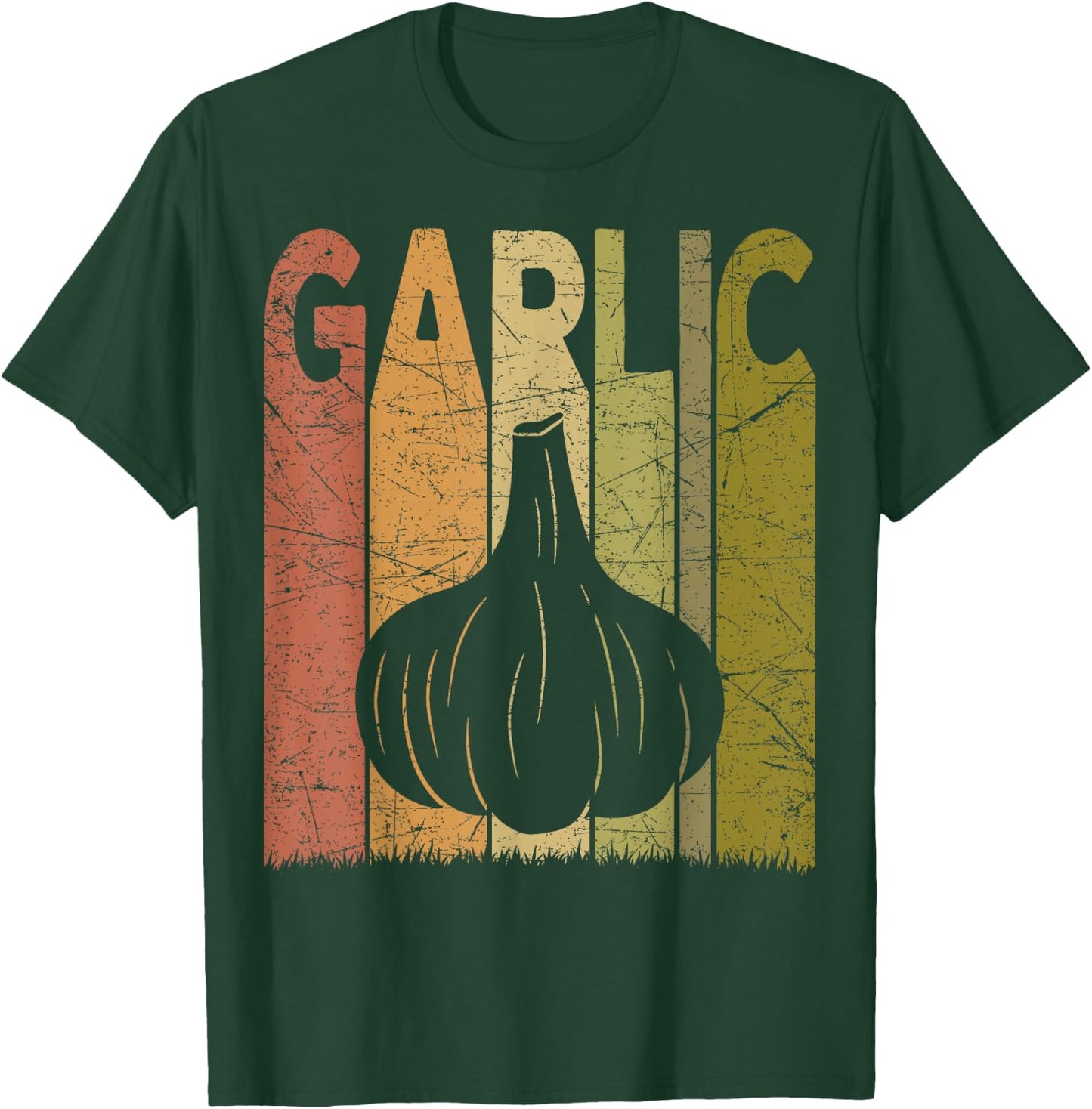Garlic Vintage Garlic Farmer Retro Vegetables Farmer T-Shirt - T-Shirt | Forest