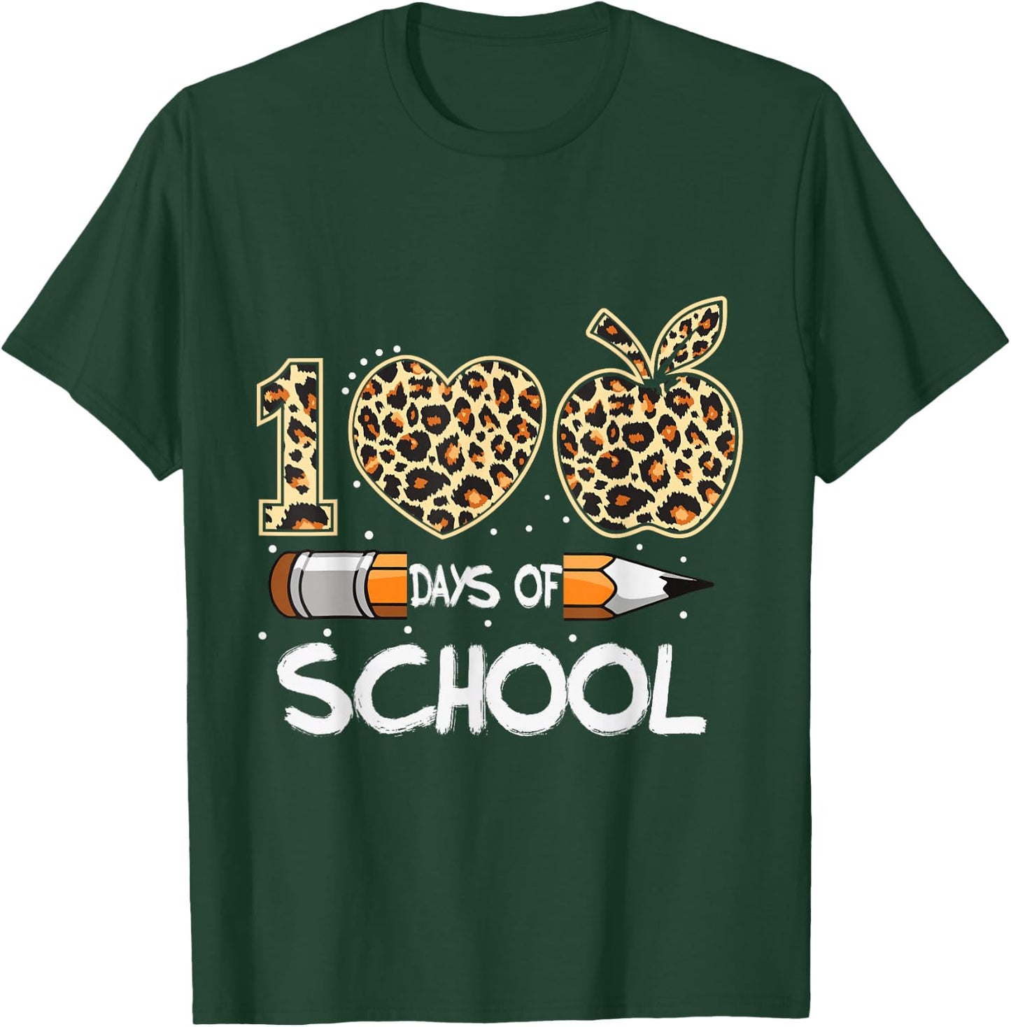 100 Days of School Leopard Print Teacher And Student T-Shirt - T-Shirt | Forest