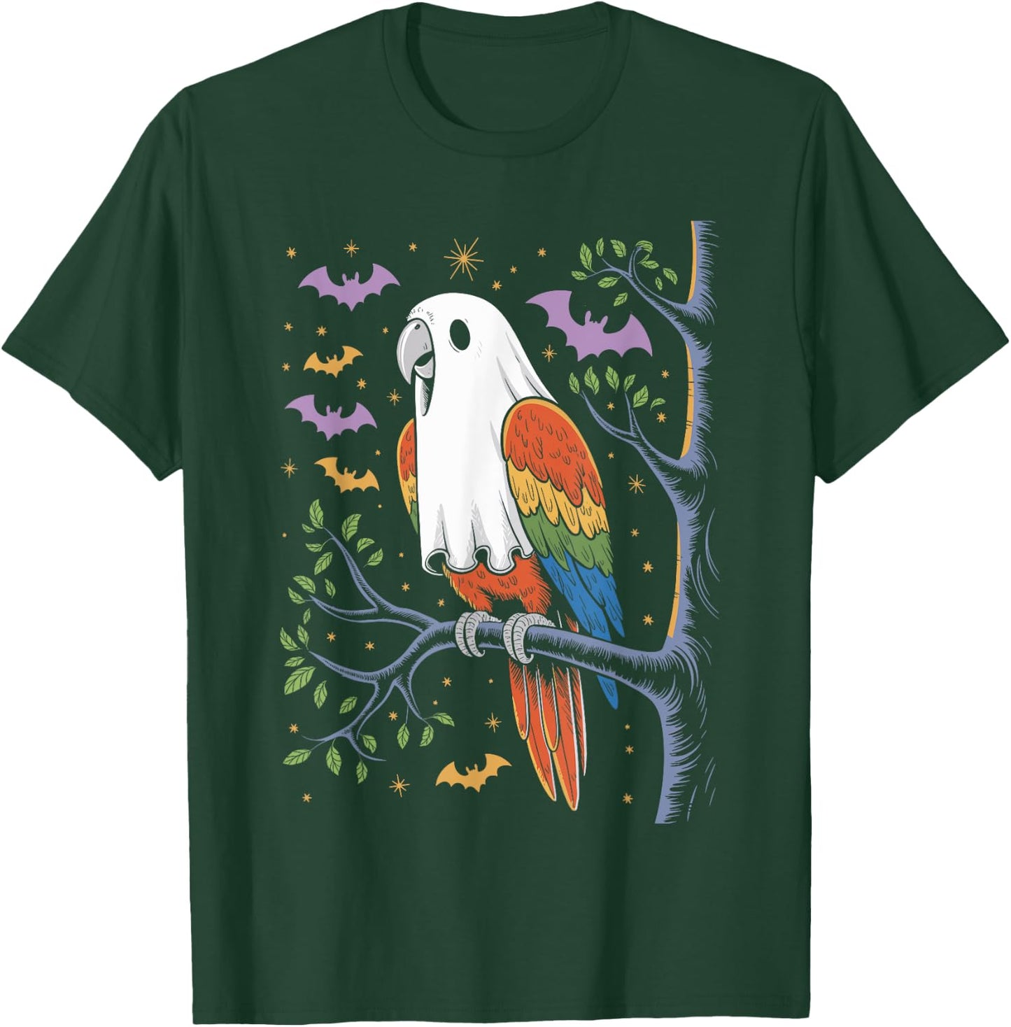 Funny Ghost Parrot Lovers Spooky Halloween Costume T-Shirt - T-Shirt | Forest
