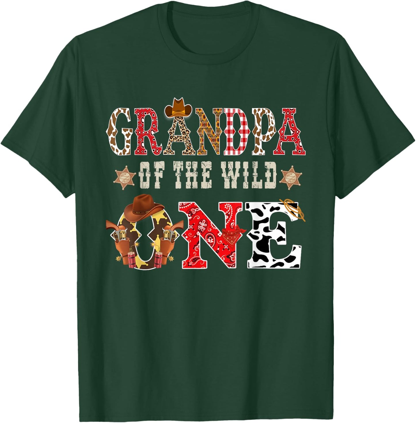Grandpa of The Wild One Cowboy Western Rodeo Party Matching T-Shirt - T-Shirt | Forest