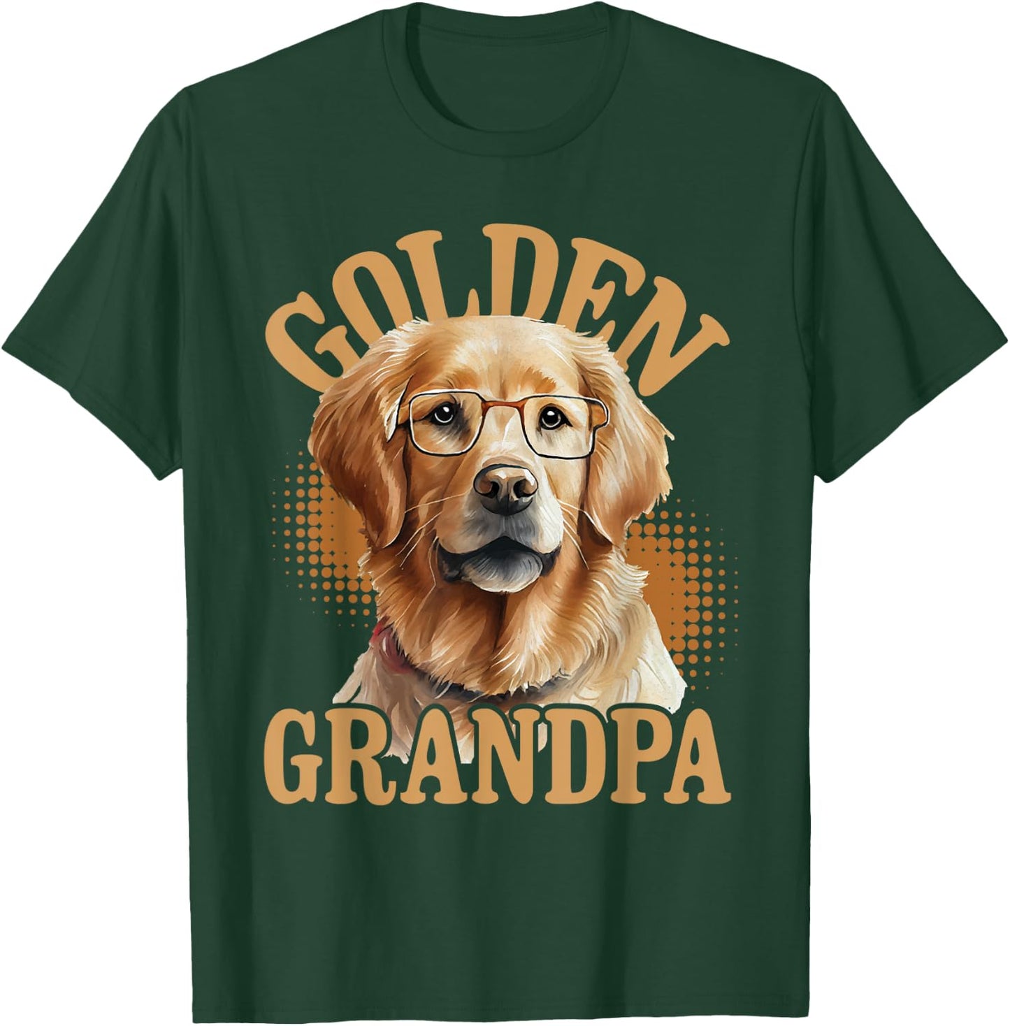 Golden Grandpa - American Flag Dog Owner Canine Lover Women Men T-Shirt - T-Shirt | Forest
