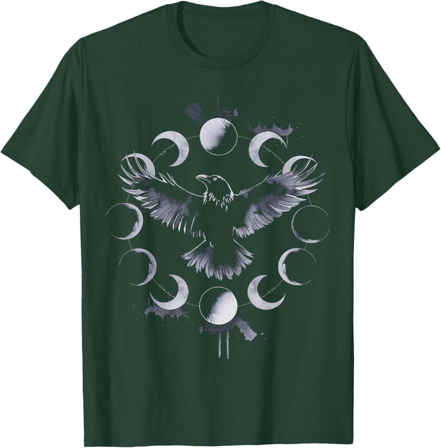 Black Crow Raven Moon Phases Gothic Art Occult T-Shirt - T-Shirt | Forest