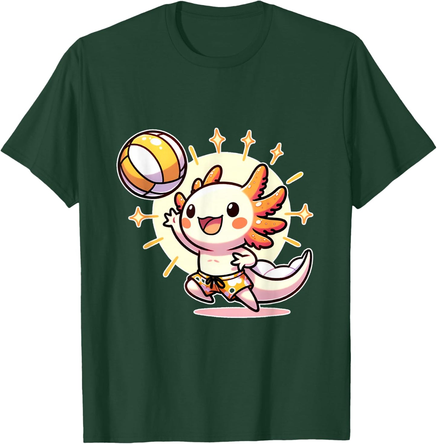 Cute Axolotl Meets Beach Volleyball Sports Enthusiast T-Shirt - T-Shirt | Forest
