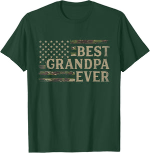 Camo Best Grandpa Ever Camourflage USA Flag Fathers Day T-Shirt - T-Shirt | Forest
