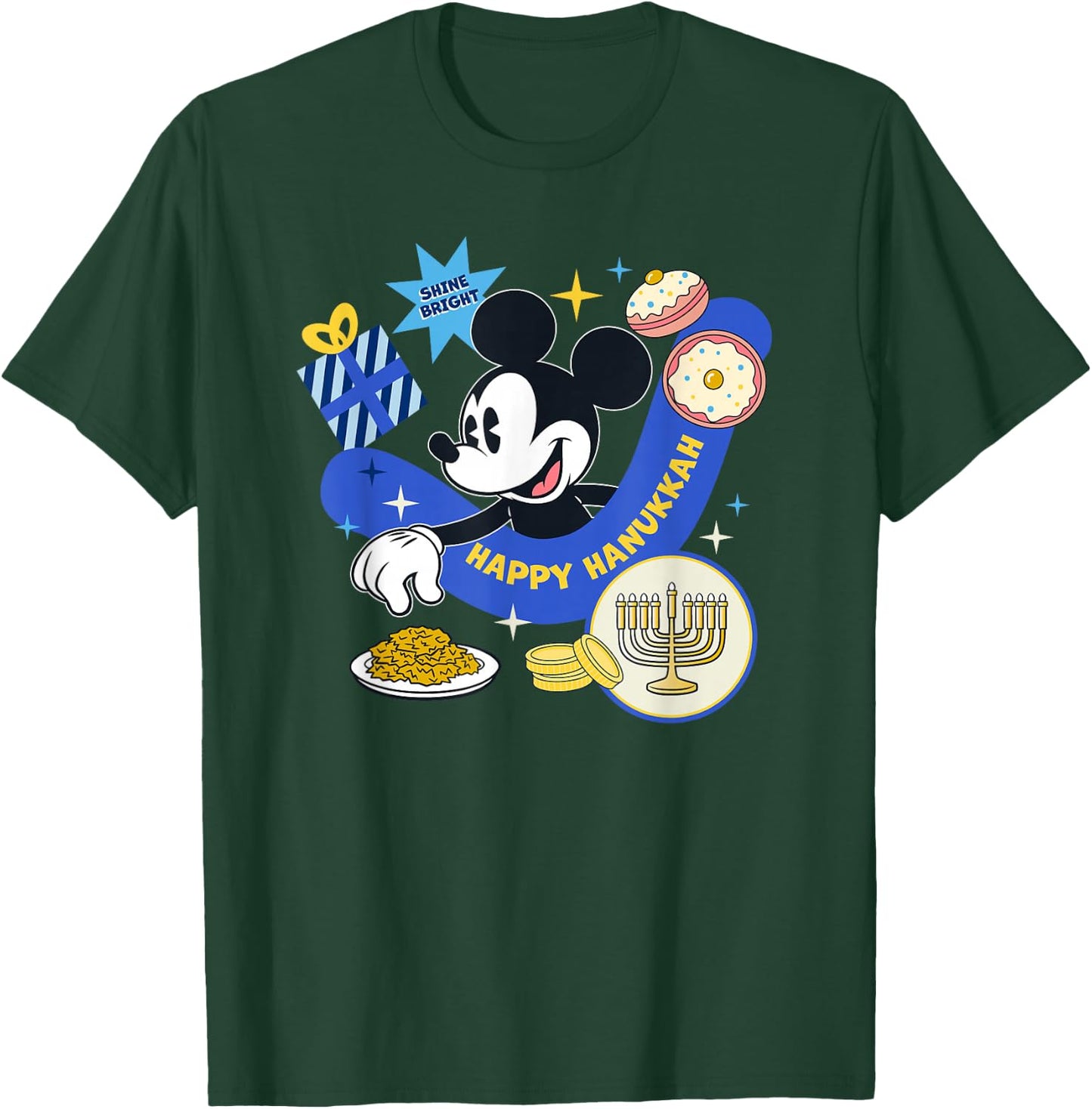 Disney Mickey Mouse Holiday Happy Hanukkah Shine Bright T-Shirt - T-Shirt | Forest