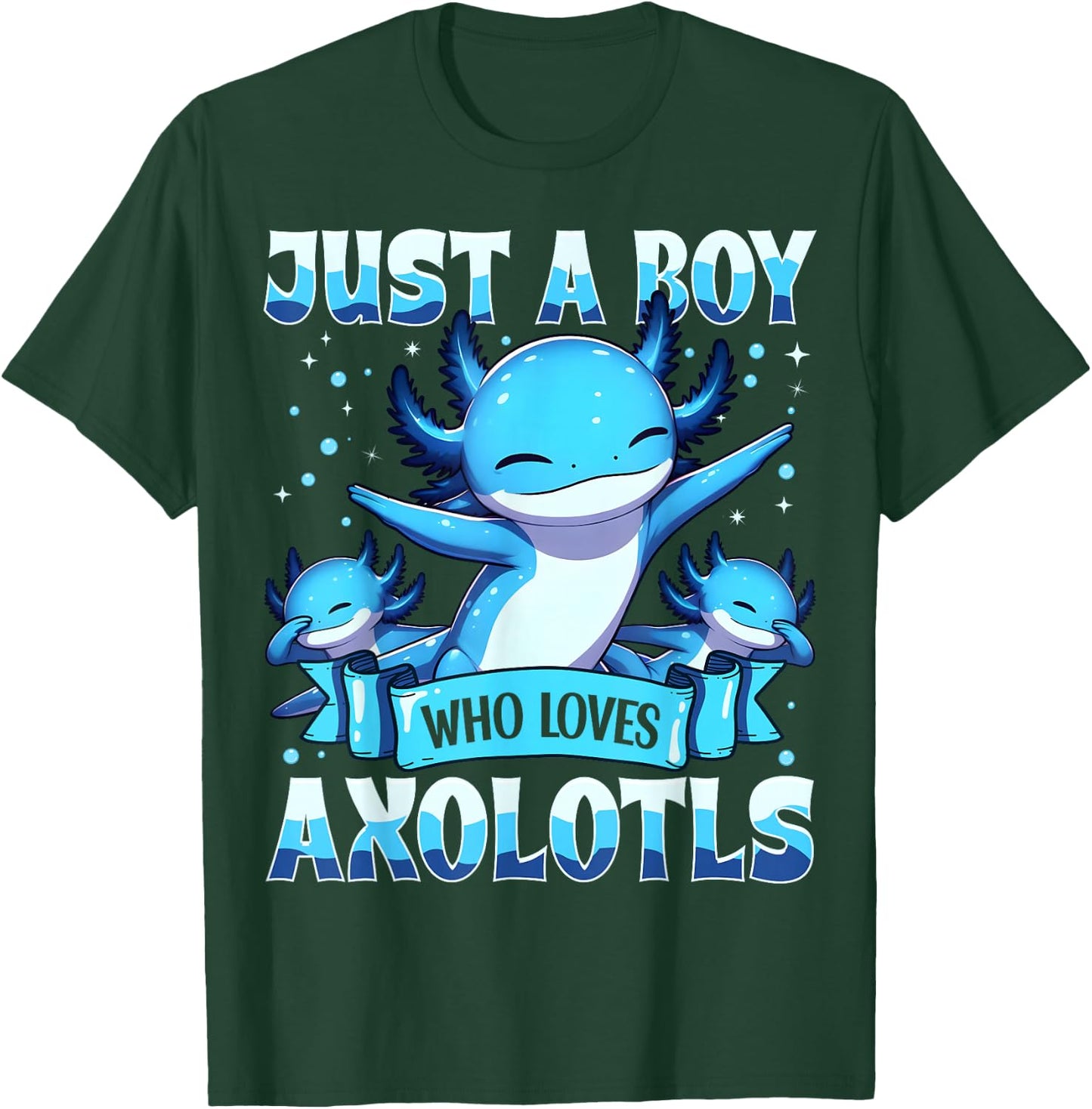 Just A Boy Who Loves Axolotls Kids Boys Cute Axolotl T-Shirt - T-Shirt | Forest
