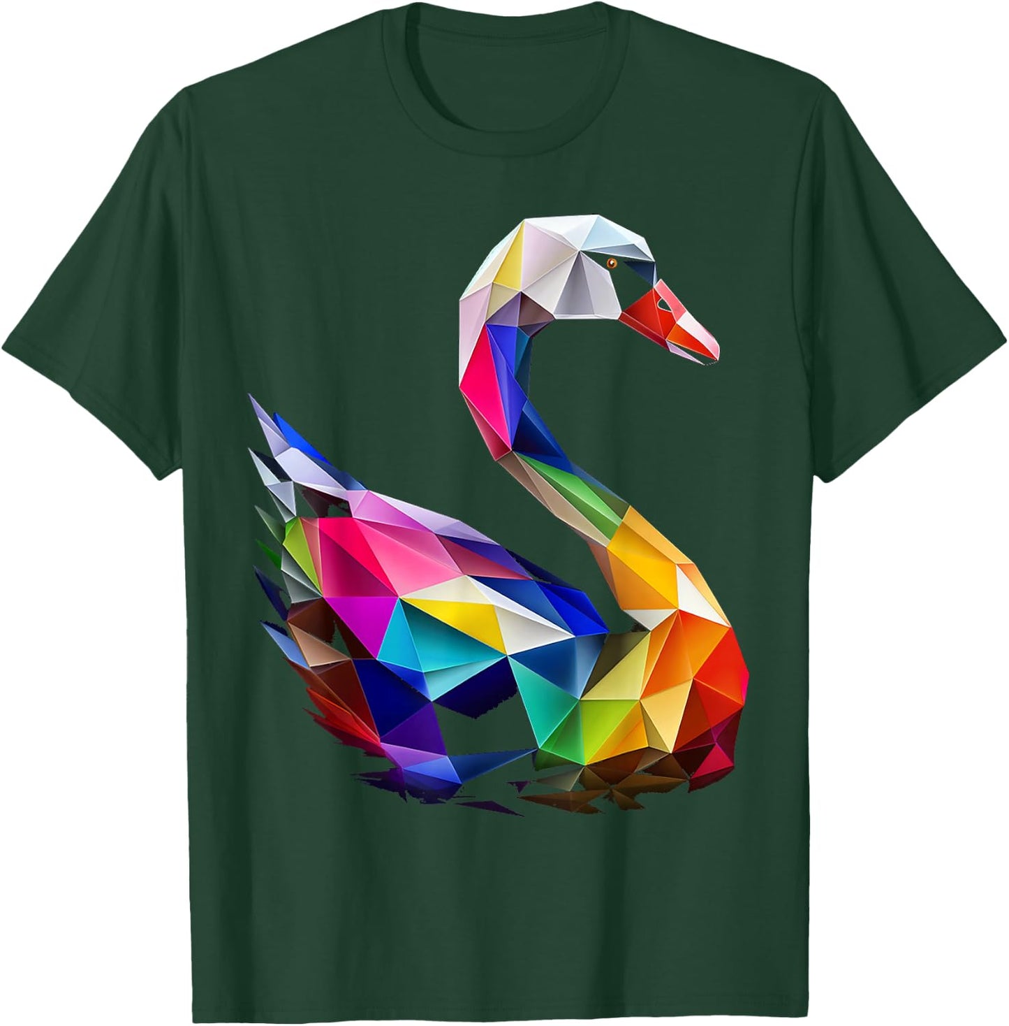 Schwan Bunte Vogelkunst Tier Polygon Grafik Schwan T-Shirt - T-Shirt | Forest