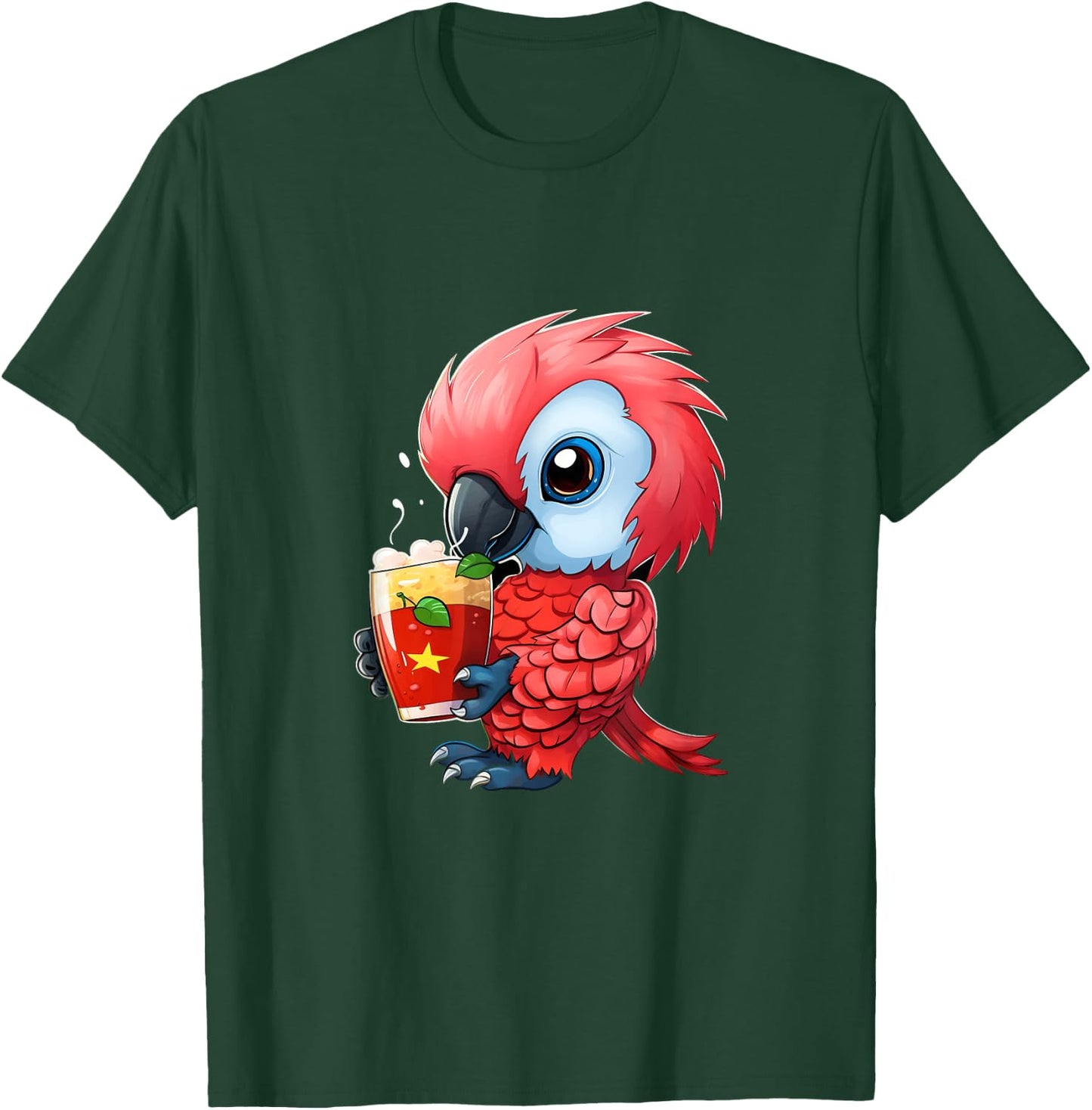 Parrot Strawberry Milk Drinking Parrot Bird Lover T-Shirt - T-Shirt | Forest