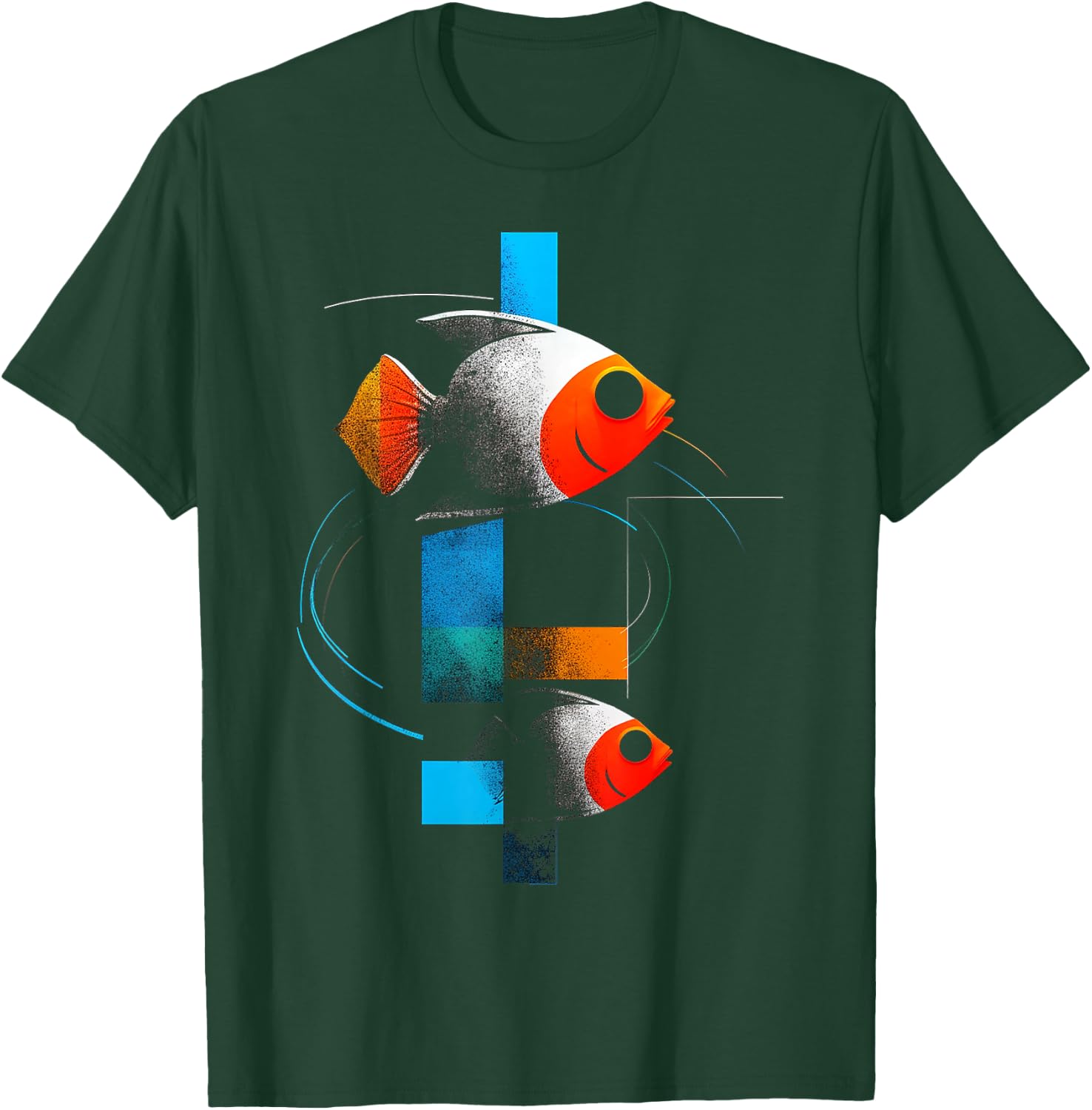 @n!mal - Fische, geometrisch, abstrakt, bunt, Tierkunst, Grafik Schwarz Kinder & Erwachsene Kurzarm Klassisch Graphic T-Shirt - T-Shirt | Forest