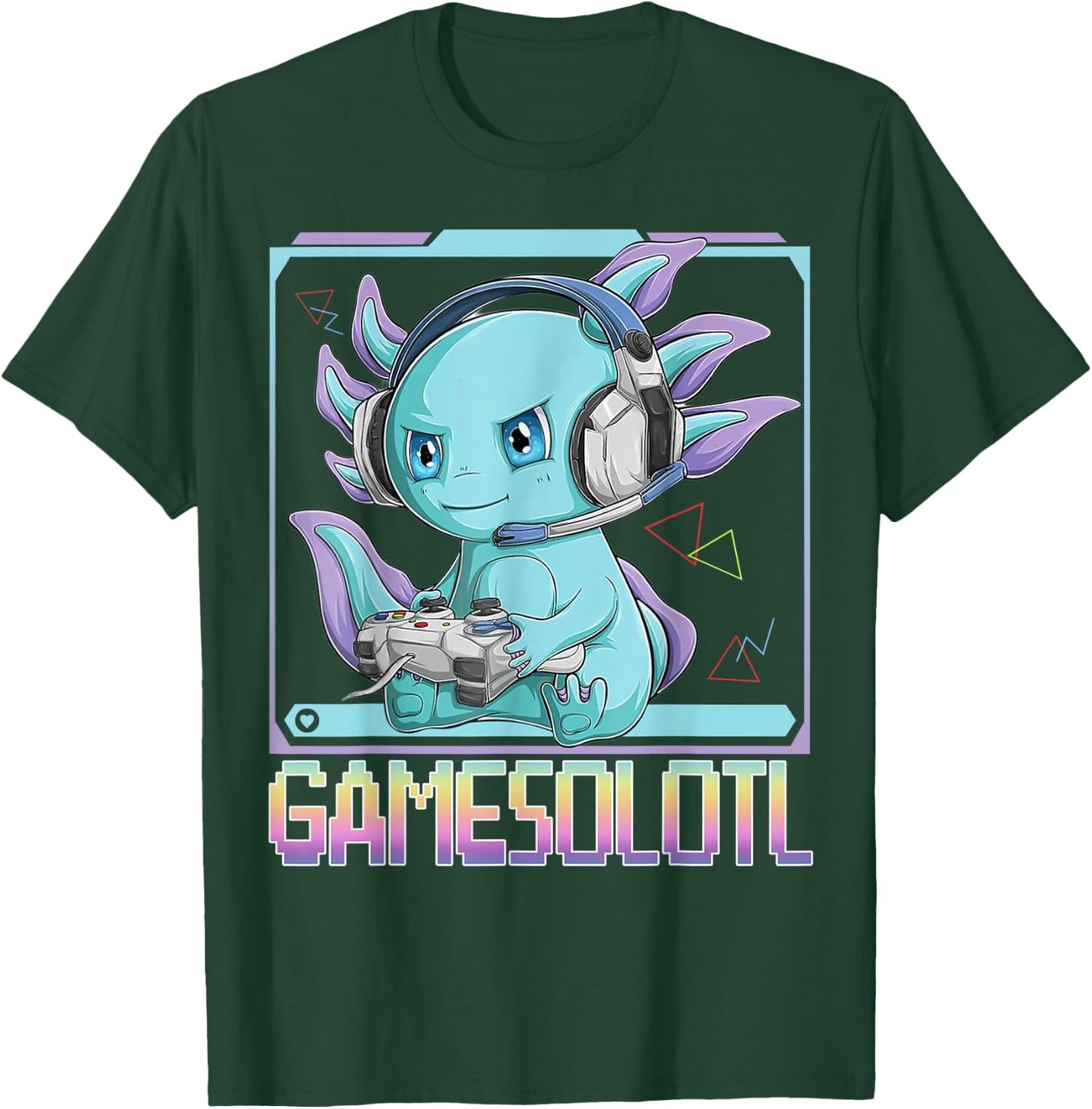 Gamesolotl Gamer Kawaii Axolotl Fish Playing Video Games T-Shirt - T-Shirt | Forest