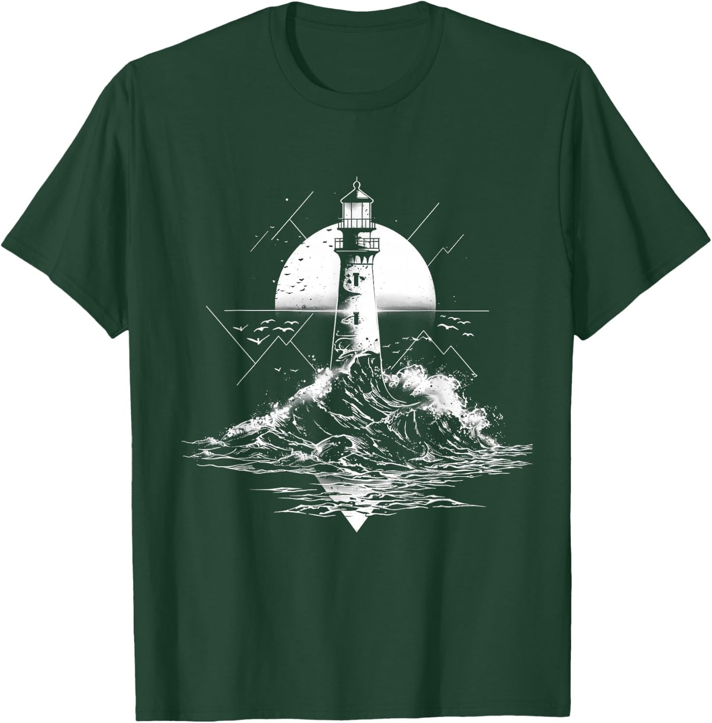 Phare Voile Mer Plage Bateau Maison Bord de Mer T-Shirt - T-Shirt | Forest