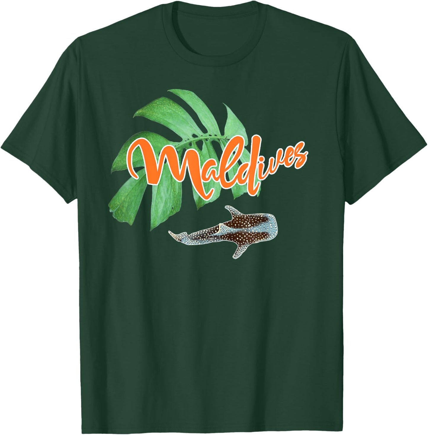 Maldives Whale Shark Monstera Vacation Travel Souvenir Gift T-Shirt - T-Shirt | Forest