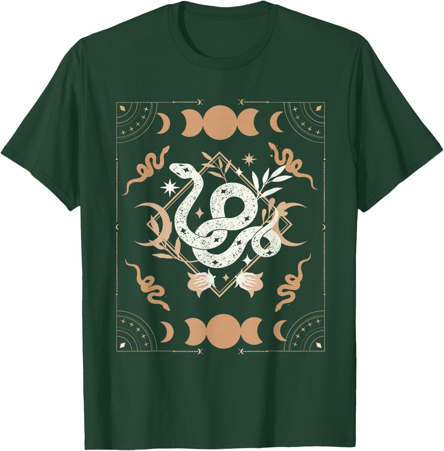 Dark Academia Aesthetic Celestial Boho Tarot Snakes Witchy T-Shirt - T-Shirt | Forest