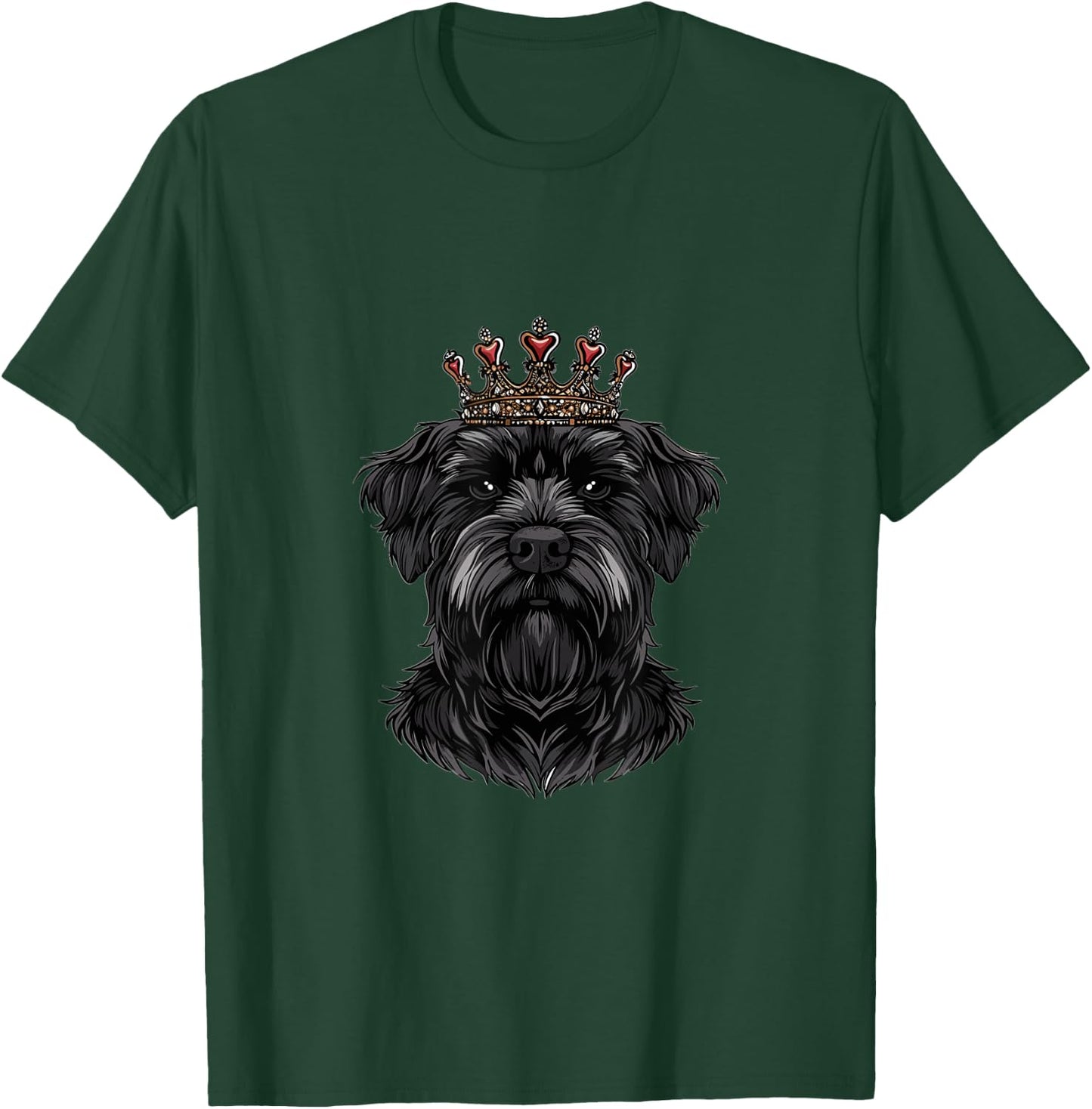 Black Russian Terrier Dog Breed Wearing Crown T-Shirt - T-Shirt | Forest