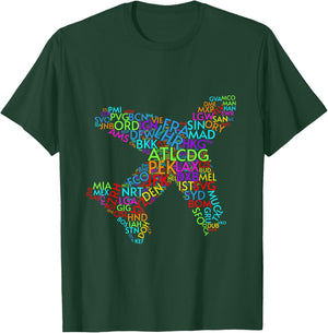 World Traveler Airport Codes of the World T-Shirt - T-Shirt | Forest