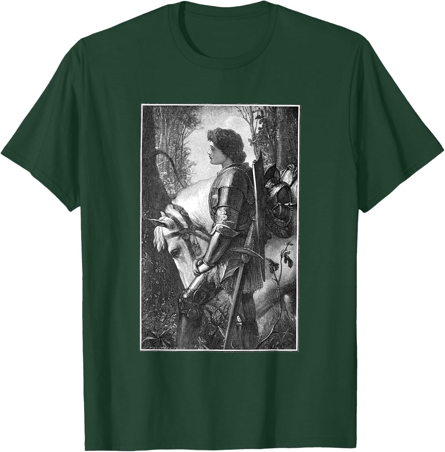 Sir Galahad by G.F. Watts Engraved by H.W. Peckwell T-Shirt - T-Shirt | Forest