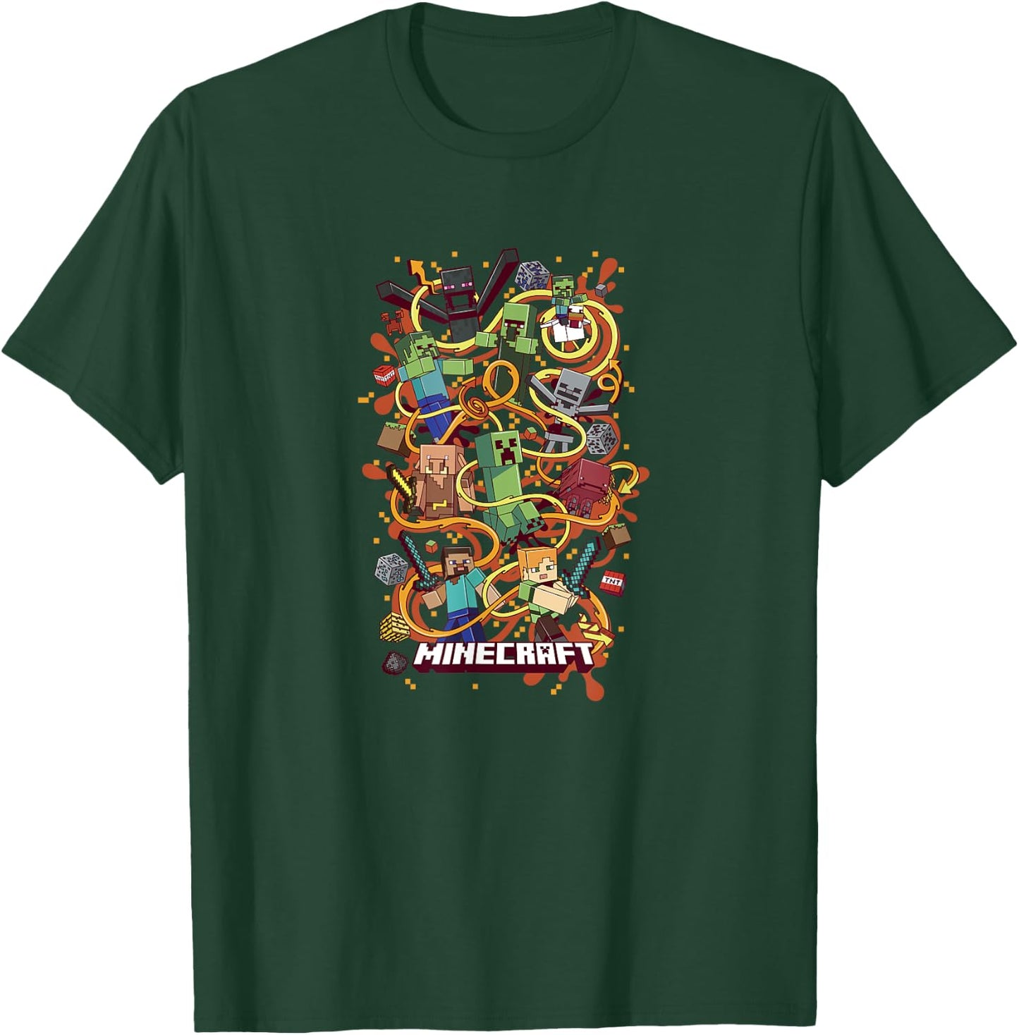 Minecraft Group Shot Funtage Arrow Composition , Black, S T-Shirt - T-Shirt | Forest