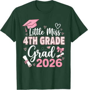 Little Miss 4th Grade Graduation 2026 Coquette Graduation T-Shirt - T-Shirt | Forest