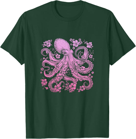 Octopus, Flowers, Octopus, Diving, Surfers, Sea Animals T-Shirt - T-Shirt | Forest