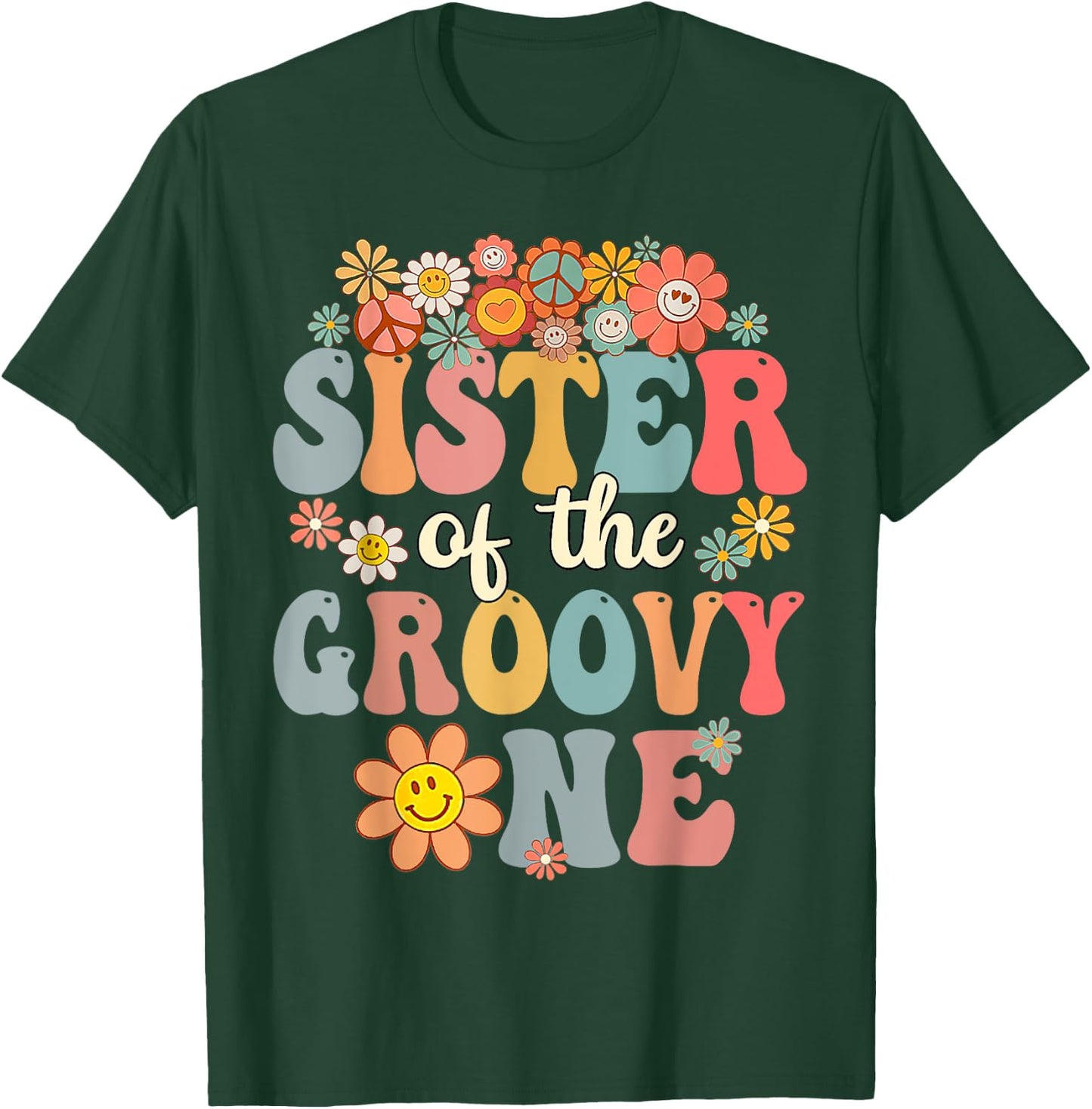 Sister of Groovy One Matching Family 1st Birthday Party T-Shirt - T-Shirt | Forest